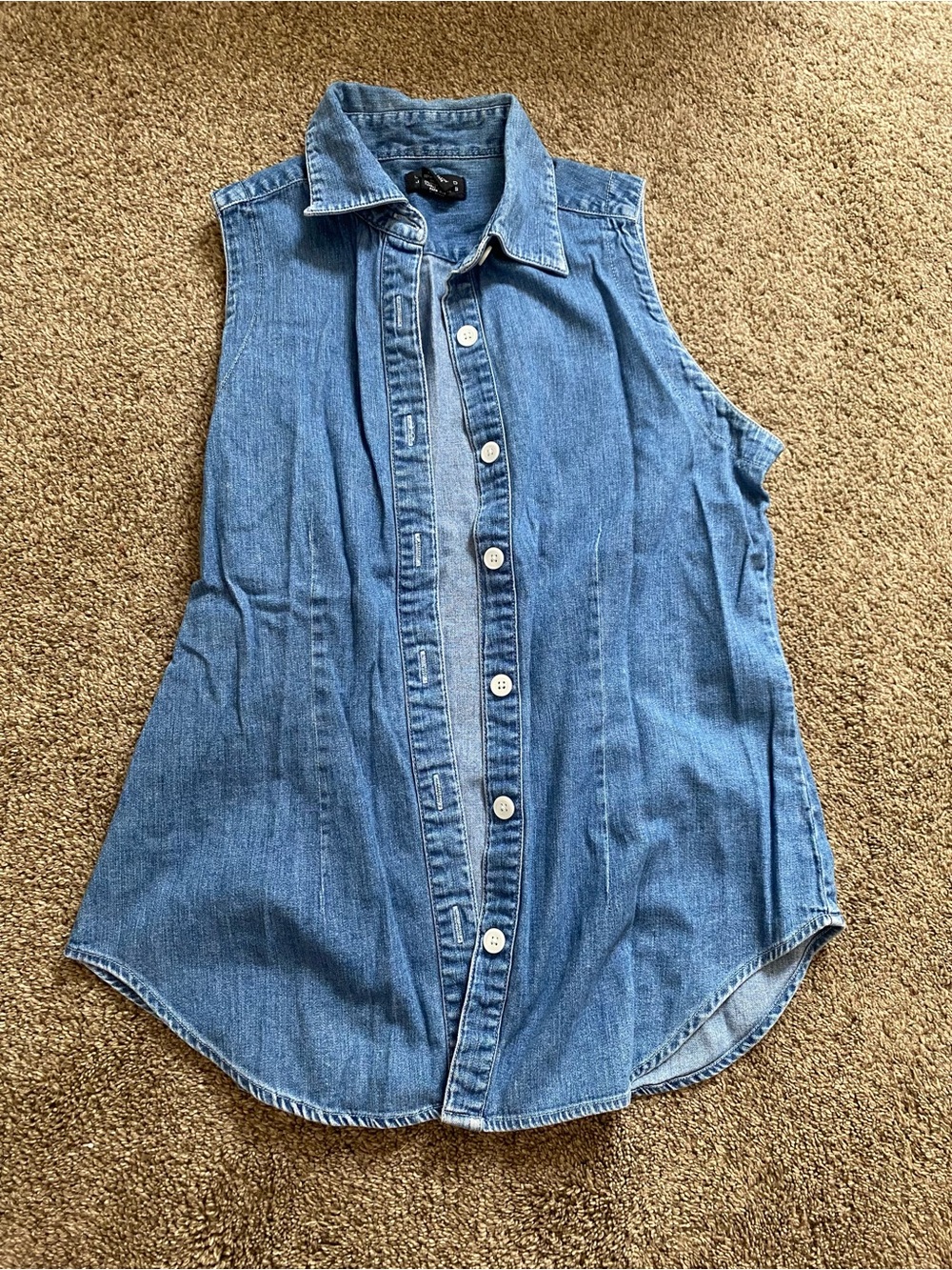 The Limited Denim Button-Up Top in Blue